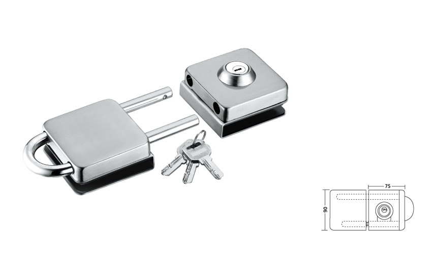 Square central glass lock,glass-glass